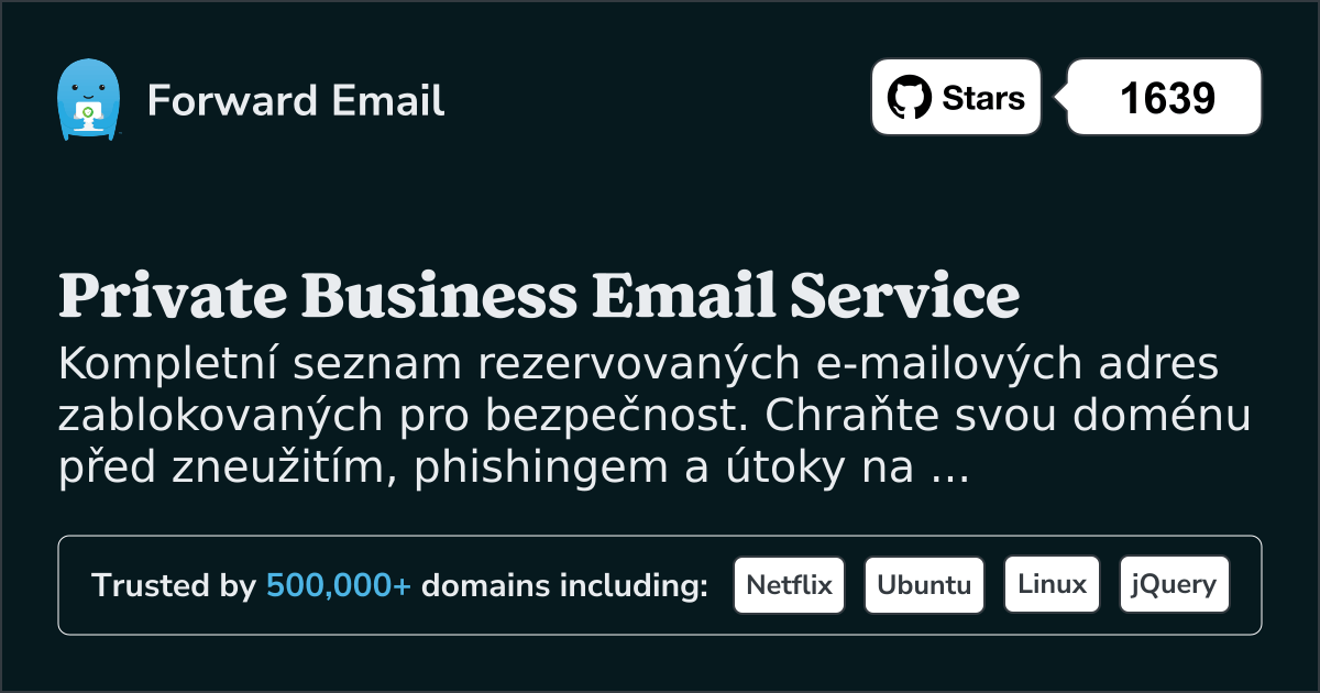 Rezervované e-mailové adresy | 1250+ zablokovaných adres pro bezpečnost