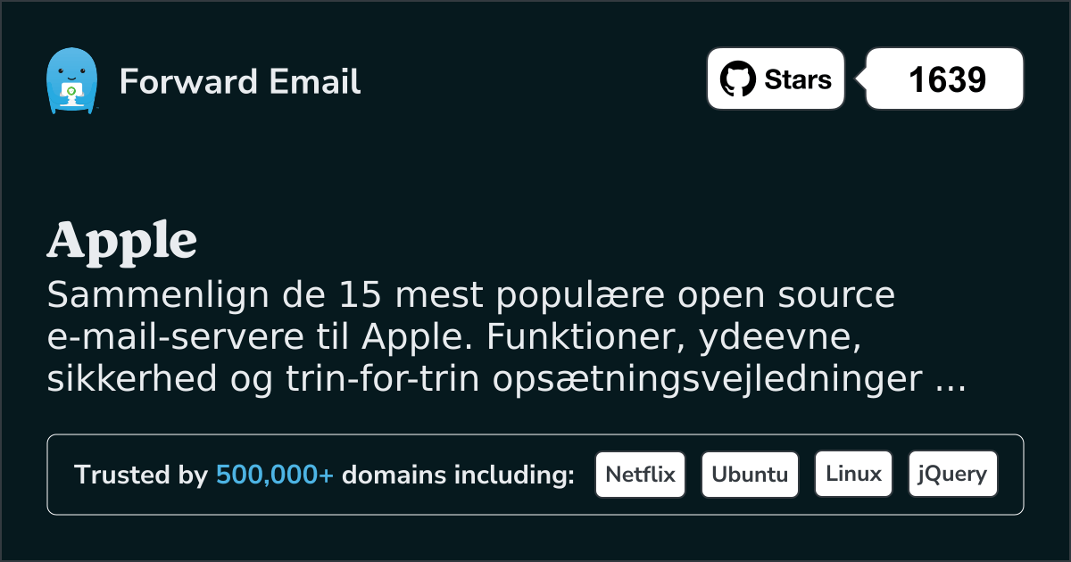 15 mest populære open source e-mailservere til Apple 2026