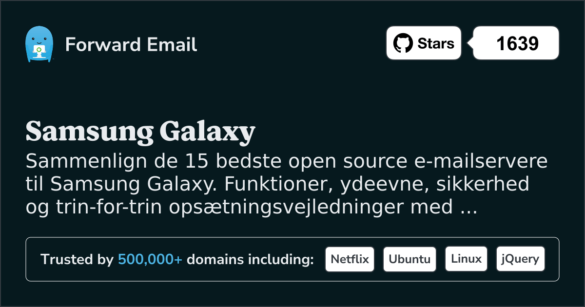 15 Bedste Open Source Email Servere for Samsung Galaxy 2026
