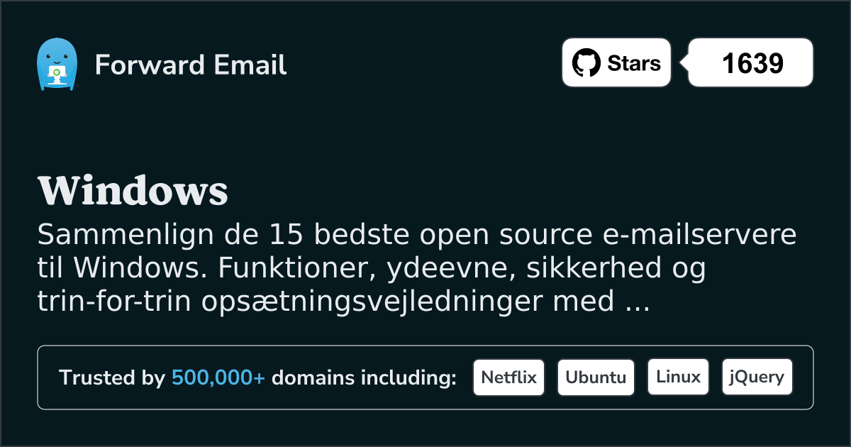 15 Største Open Source Email Servere for Windows 2026
