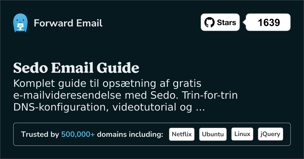 Sådan opsætter du e-mail med Sedo