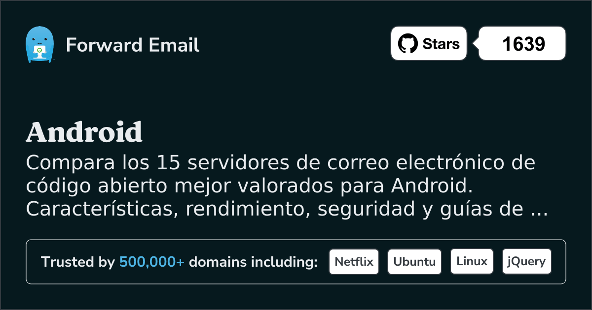 15 Servidores de Email de Código Abierto Mejor Calificados para Android 2026