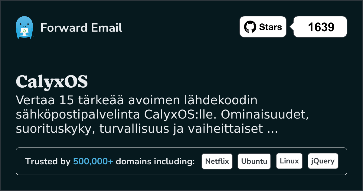 15 tärkeää avoimen lähdekoodin sähköpalvelinta CalyxOS 2026