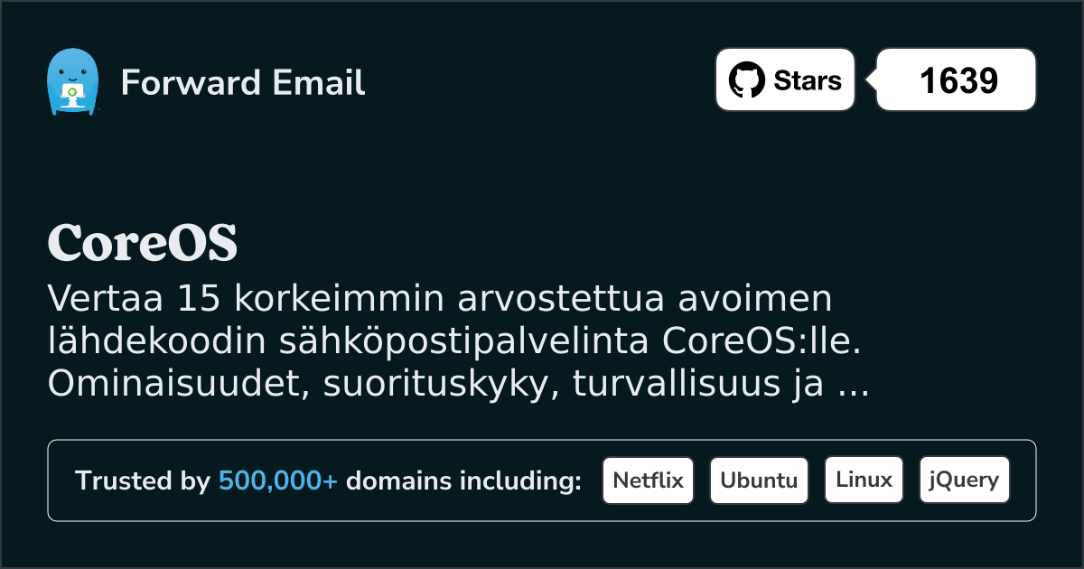 15 parhaiten arvioitua avointa lähdekoodia olevaa sähköpostipalvelinta CoreOS 2026
