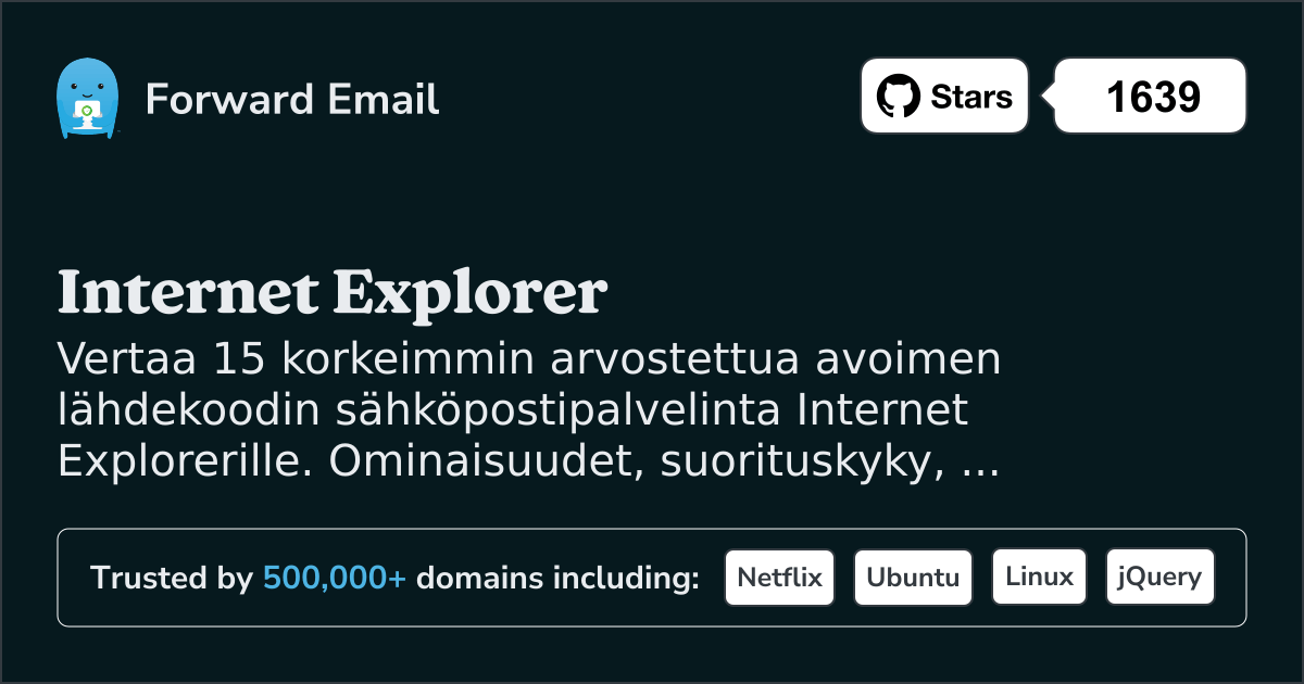 15 parhaiten arvioitua avointa lähdekoodia olevaa sähköpostipalvelinta Internet Explorer 2026