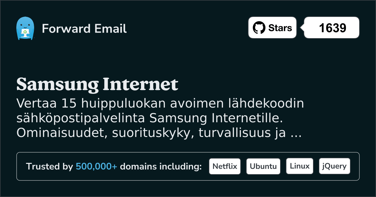 15 Huippuluokan Avoimen Lähdekoodin Sähköpostipalvelinta Samsung Internet|lle 2026