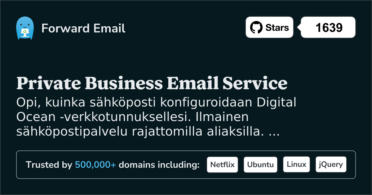 Sähköpostin määrittäminen Digital Ocean