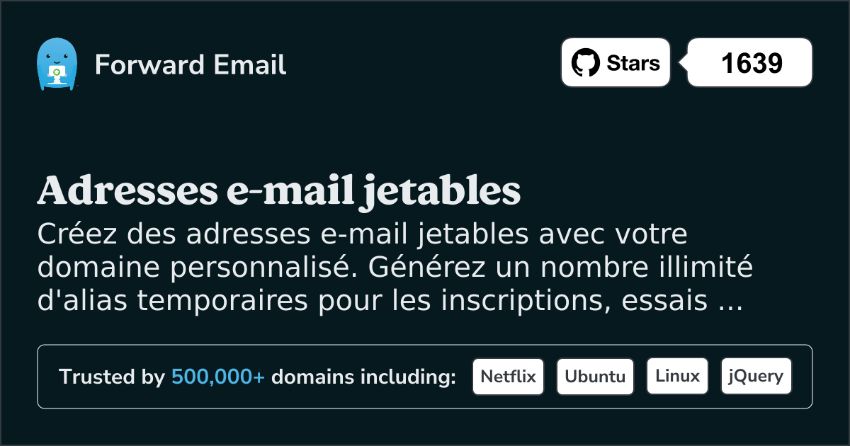 Adresses e-mail jetables - Alias temporaires pour domaines personnalisés
