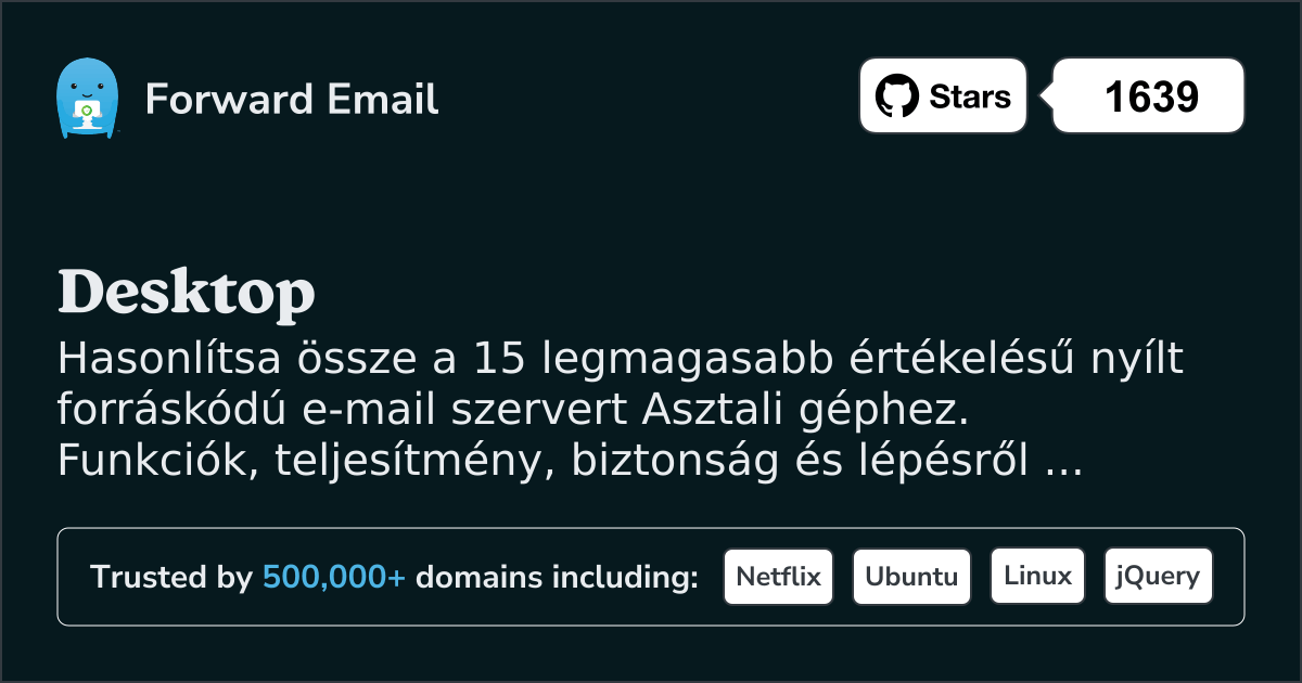 15 legmagasabb értékelésű nyílt forráskódú e-mail szerver Desktop 2026-hoz