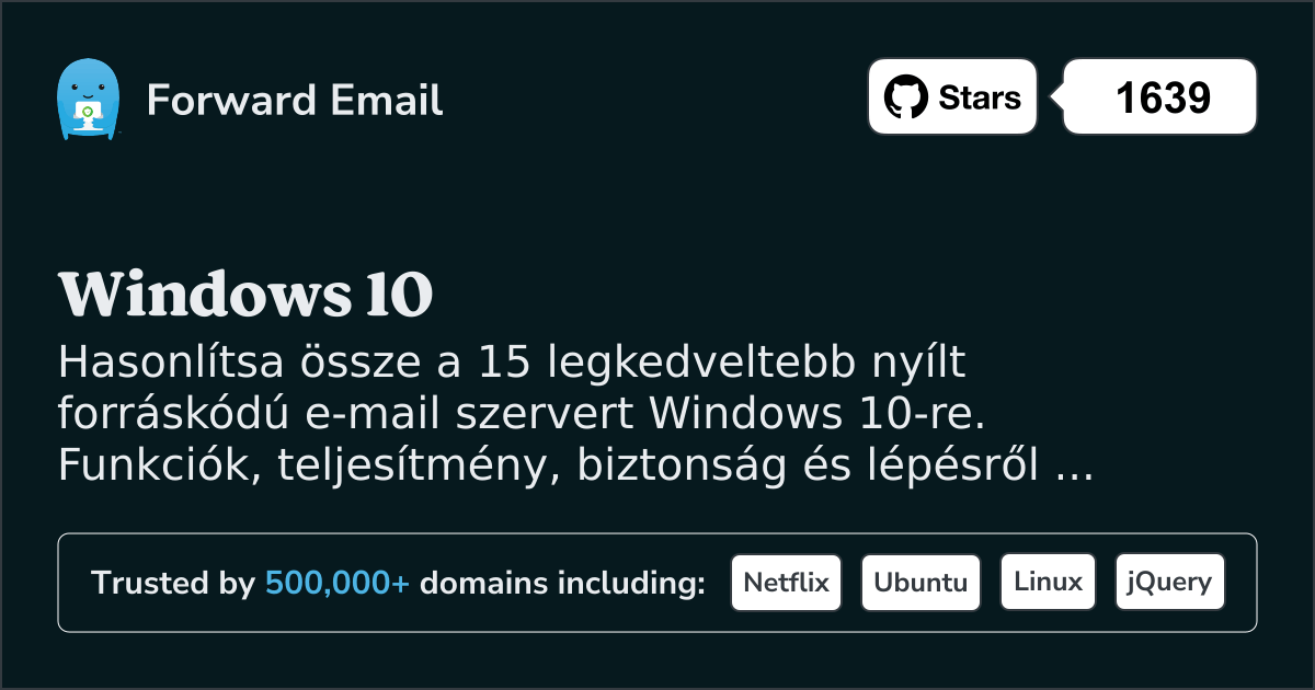 15 Kedvenc Nyílt Forráskódú Email Szerver a Windows 10 2026-hoz
