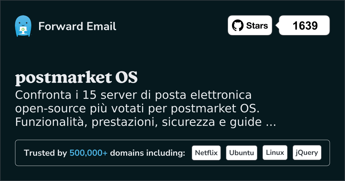 15 Server Email Open Source Più Votati per postmarket OS 2026