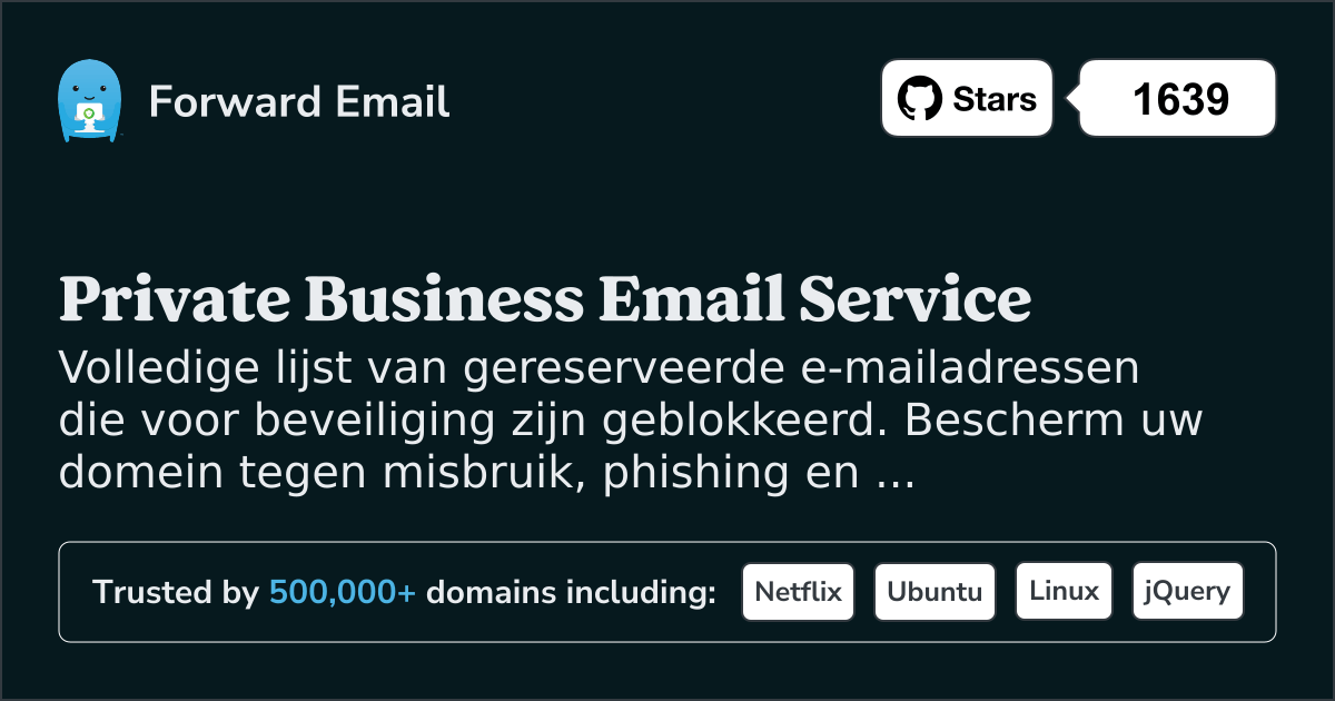 Gereseveerde e-mailadressen - 1250+ geblokkeerde adressen voor beveiliging