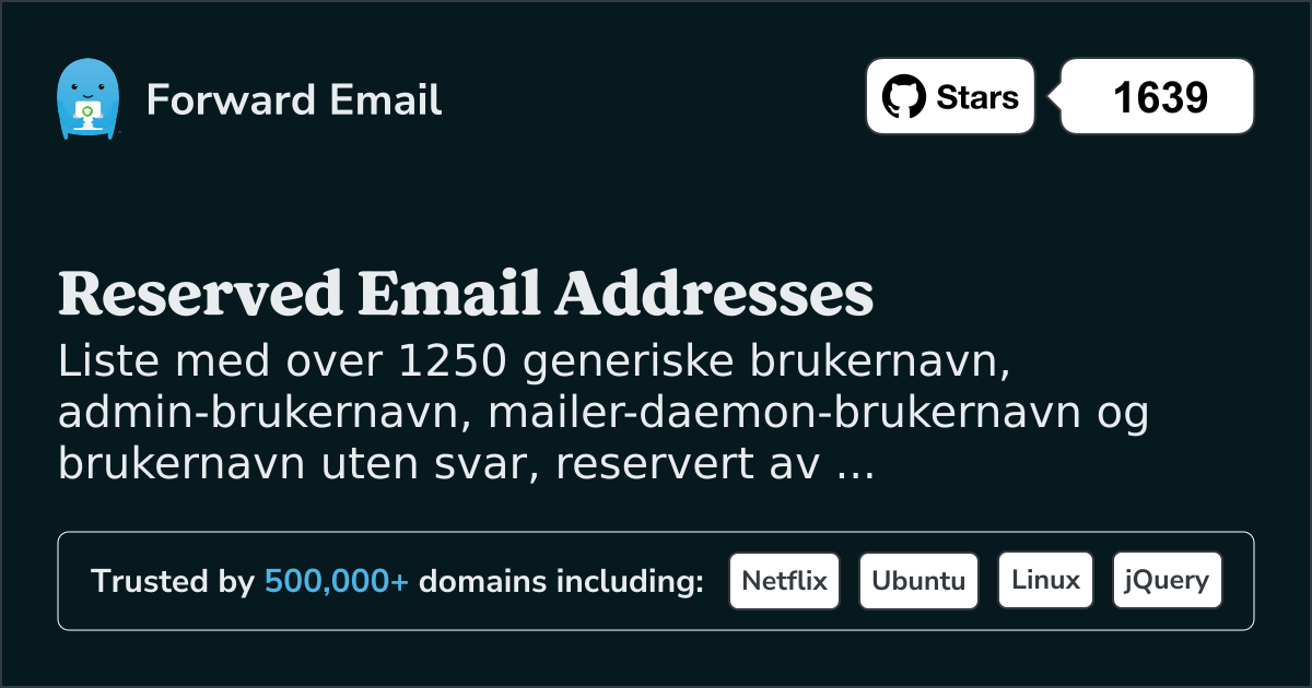 Reserverte e-postadresser