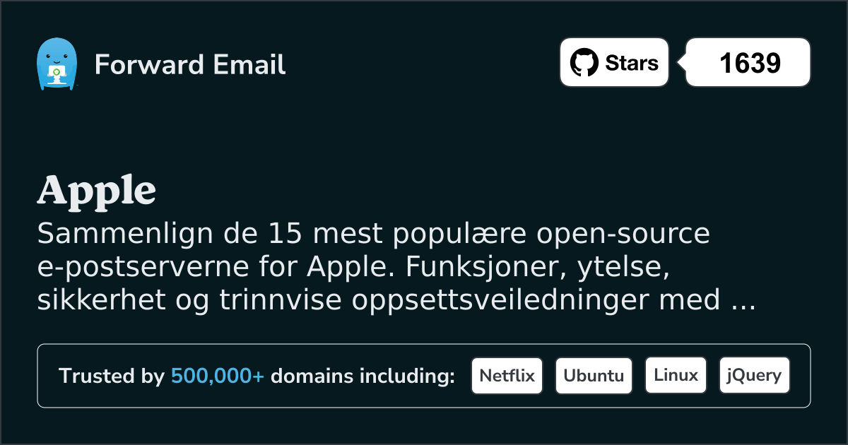 15 mest populære åpen kildekode e-postservere for Apple 2026