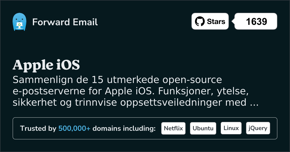 15 utmerkede åpen kildekode e-postservere for Apple iOS 2026