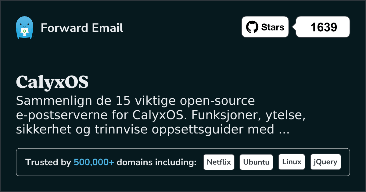 15 viktige åpen kildekode e-postservere for CalyxOS 2026
