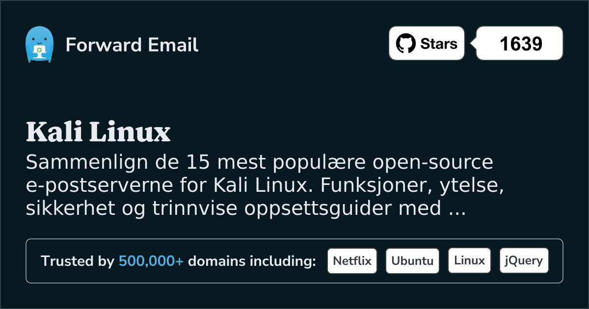 15 mest populære open source e-postservere for Kali Linux 2026
