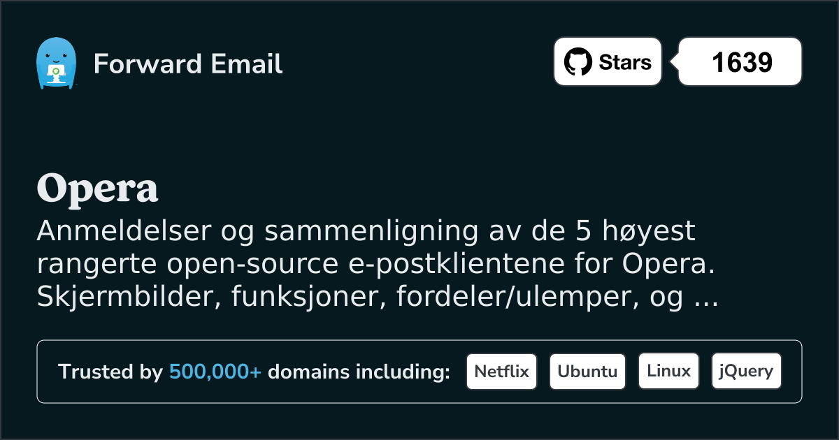 5 topprangerte open source e-postklienter for Opera 2026