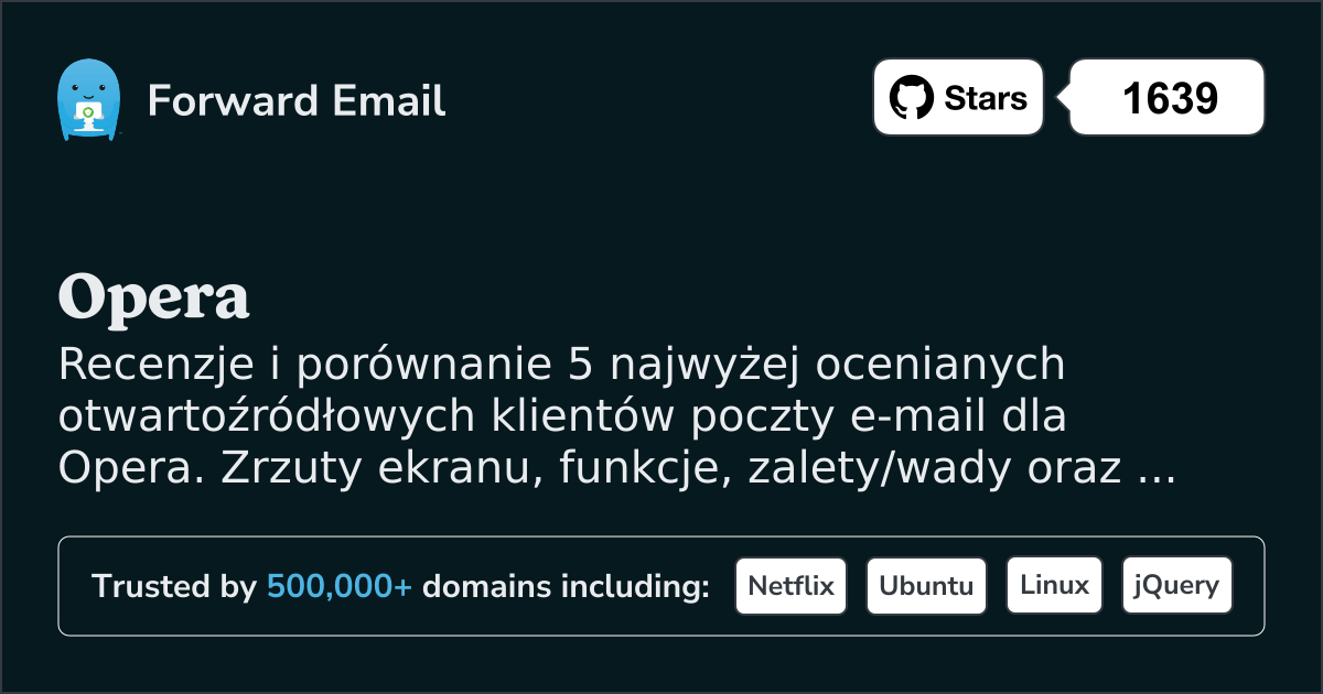 5 najwyżej ocenianych klientów e-mail open source dla Opera 2026