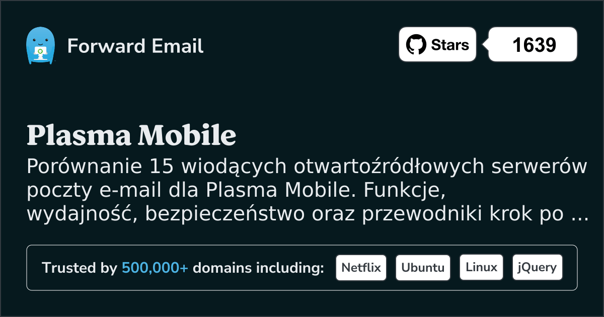 15 wiodących serwerów e-mail open source dla Plasma Mobile 2026