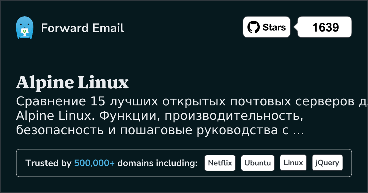 15 топ open source почтовых серверов для Alpine Linux 2026