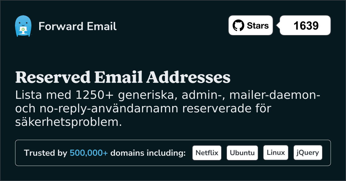 Reserverade e-postadresser