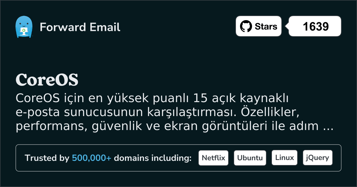 2026 için CoreOS 15 En Çok Puan Alan Açık Kaynak E-posta Sunucusu