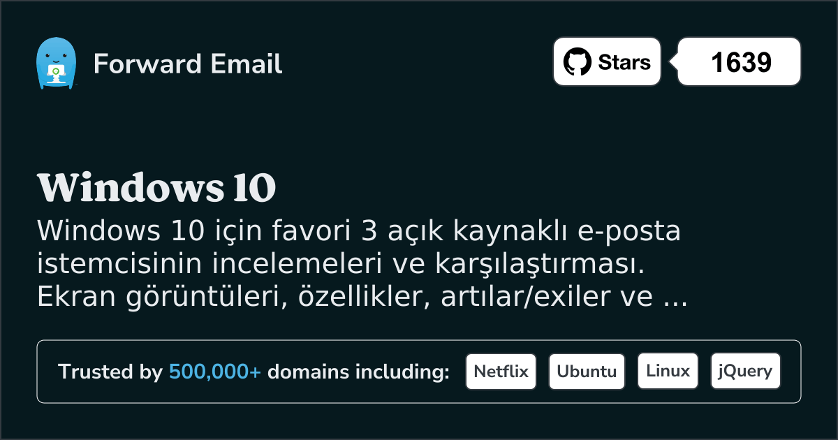 3 Favori Açık Kaynak E-posta İstemcisi Windows 10 2026 için