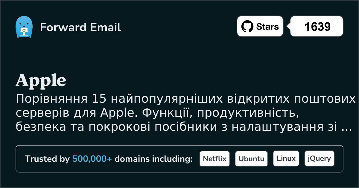 15 найпопулярніших відкритих поштових серверів для Apple 2026